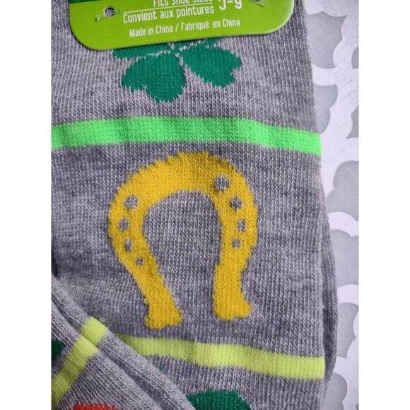 Saint Patricks Day Socks Shamrock & Lucky Horseshoe 3 Pack Collection - Picture 2 of 7